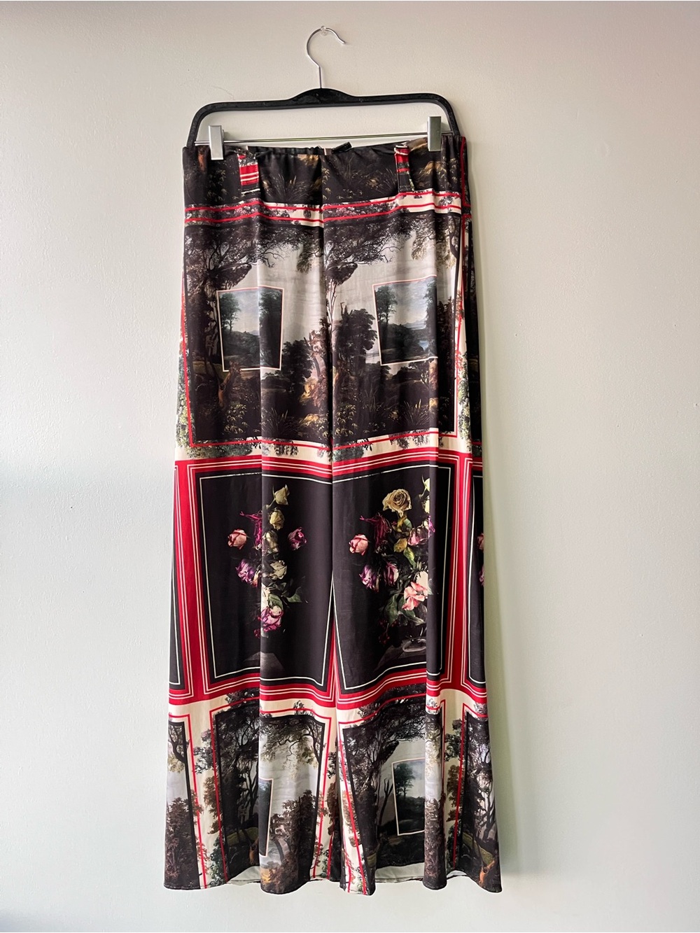 Zara Scenic Floral Print Wide Leg Pants